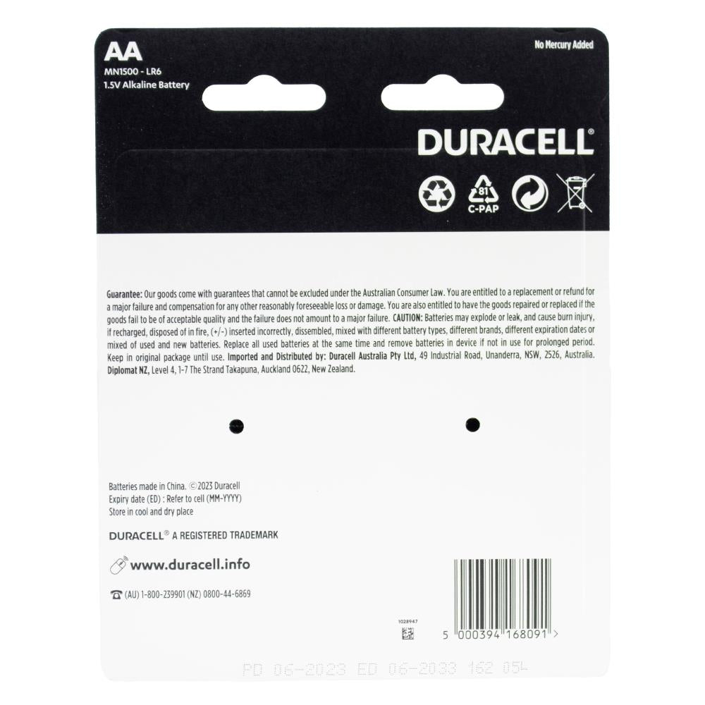 Duracell Batteries AA 6 x 28Pk (Value Pack 168)