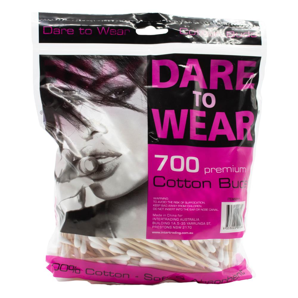 Dare To Wear Pk700 Cotton Buds Premium 100% Cotton Tips With Wooden Stem (48x Pack)