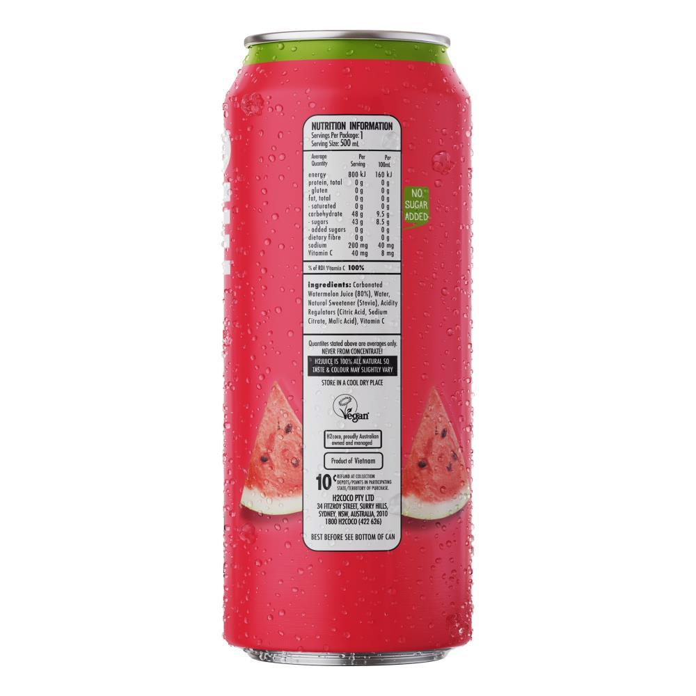 H2 Juice Sparkling Watermelon 500ml Can (12x Pack)