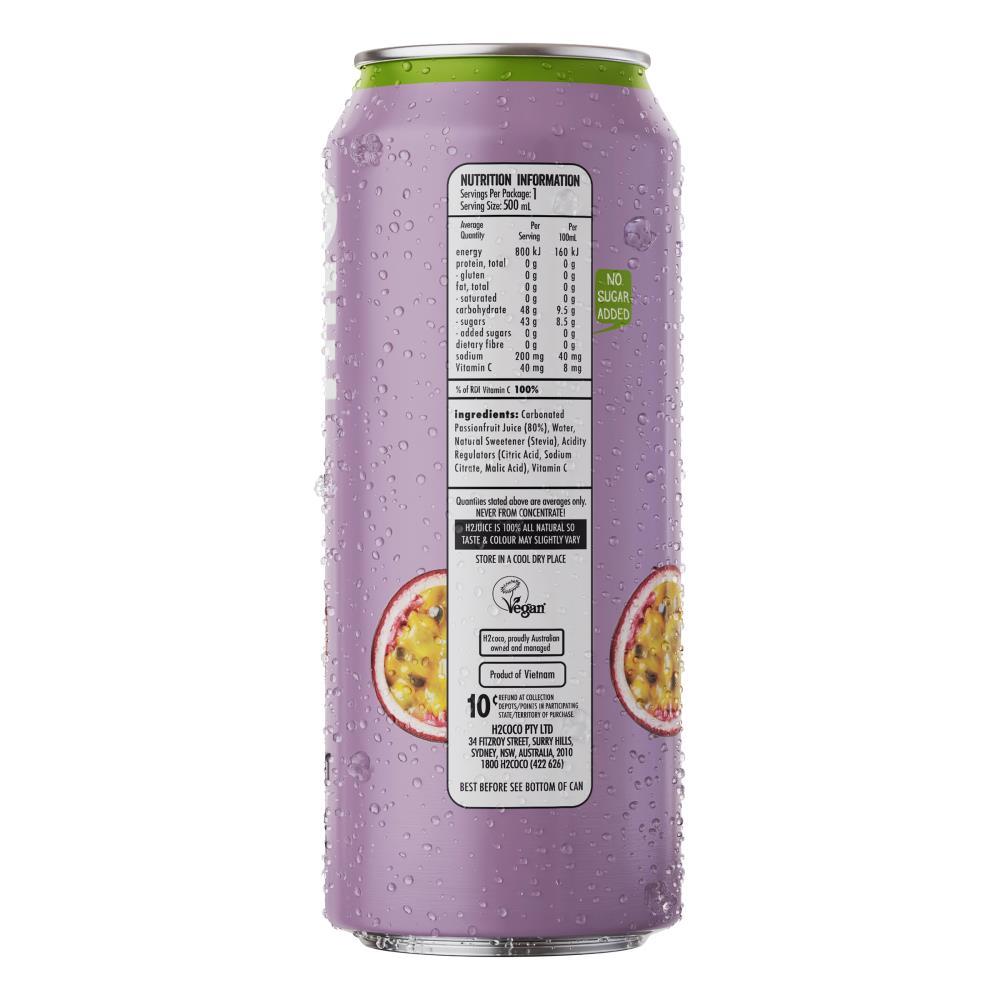 H2 Juice 500ml Sparkling Passionfruit 500ml Can (12x Pack)