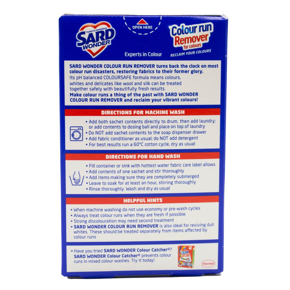 SARD WONDER PK2 X 75ml COLOUR RUN REMOVER FOR COLOURS (6x Pack)