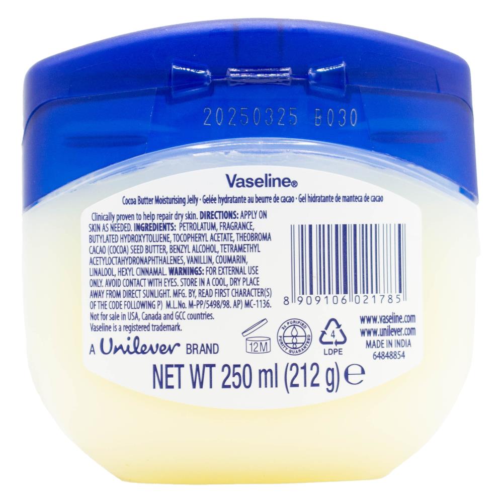 VASELINE 250mL MOISTURISING JELLY RICH CONDITIONING COCOA BUTTER (6x Pack)