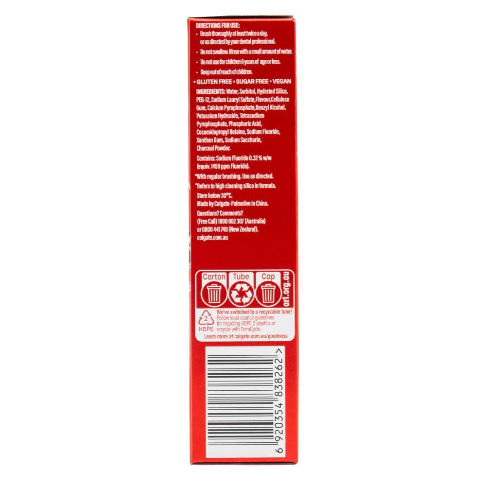Colgate 100g Toothpaste Optic White Infused With Charcoal Clean Mint (12x Pack)