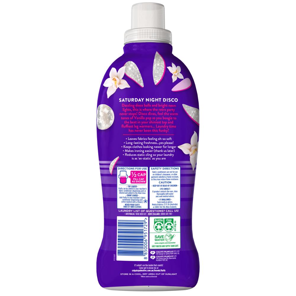 FLUFFY 1l FABRIC CONDITIONER CONCENTRATED RETRO VIBES SATURDAY NIGHT DISCO VANILLA BEATS (8x Pack)
