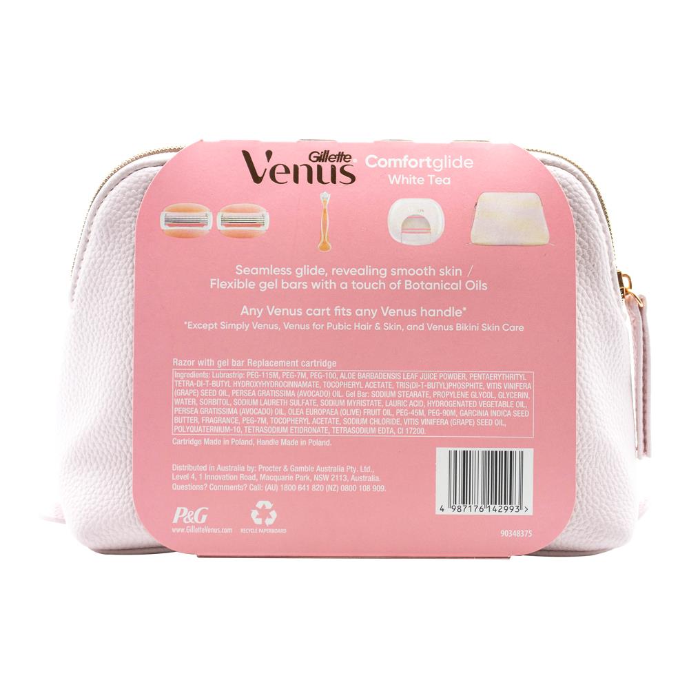Gillette Venus Gift Set Comfortglide White Tea X1 Razor Handle X2 Blade Refills X1 Razor Cap (6x Pack)