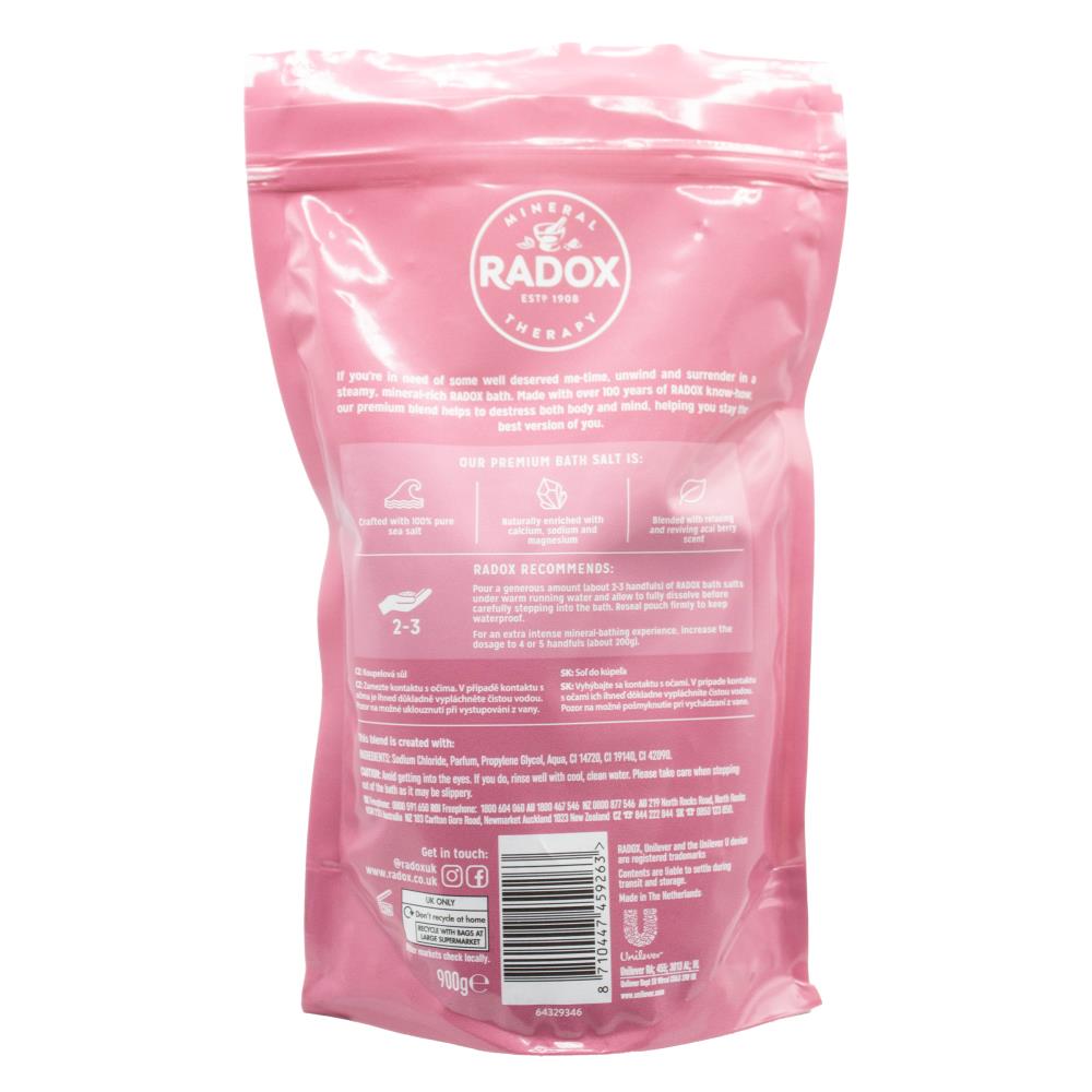 Radox 900g Bath Salts Feel Detoxed Acai Berry (4 Pack)