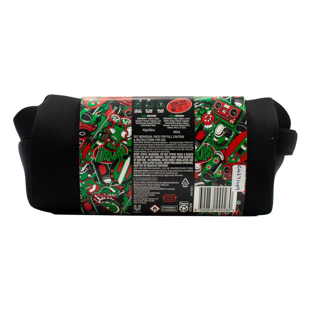 Lynx Pk2 The O.g Gift Bag Set Africa 102g / 165ml Bodyspray 400ml Bodywash (8x Pack)