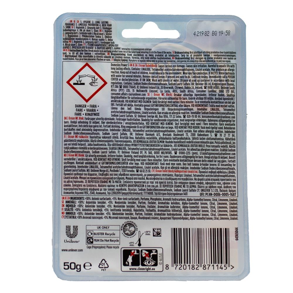 Domestos Power 5 Toilet Cage Cleaner Ocean 50g (9 Pack)