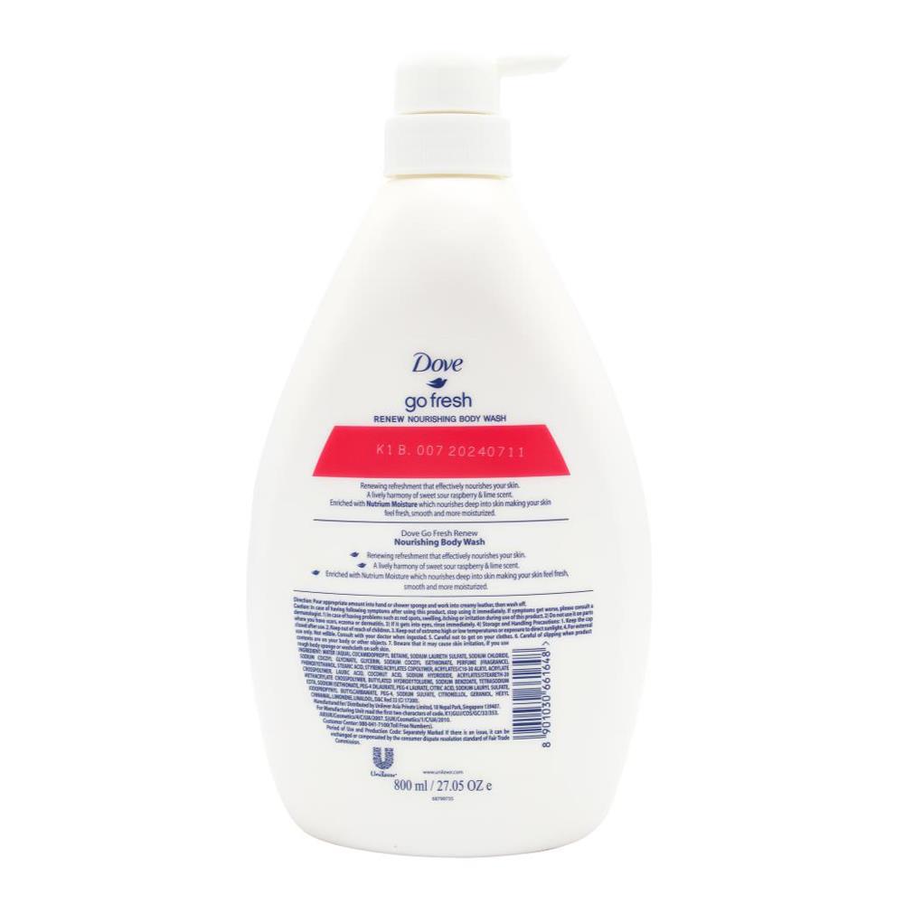 Dove Body Wash Go Fresh Raspberry & Lime Scent 800ml (3x Pack)