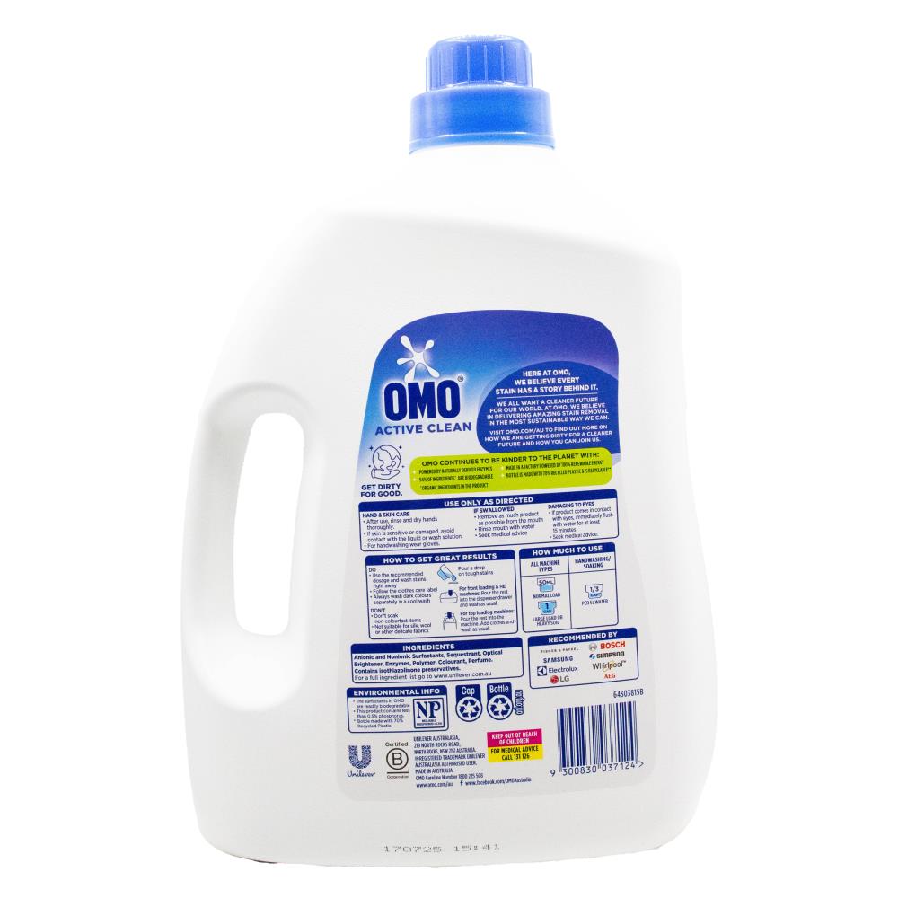 OMO 4l LAUNDRY LIQUID ACTIVE CLEAN ALL MACHINE TYPES (2x Pack)