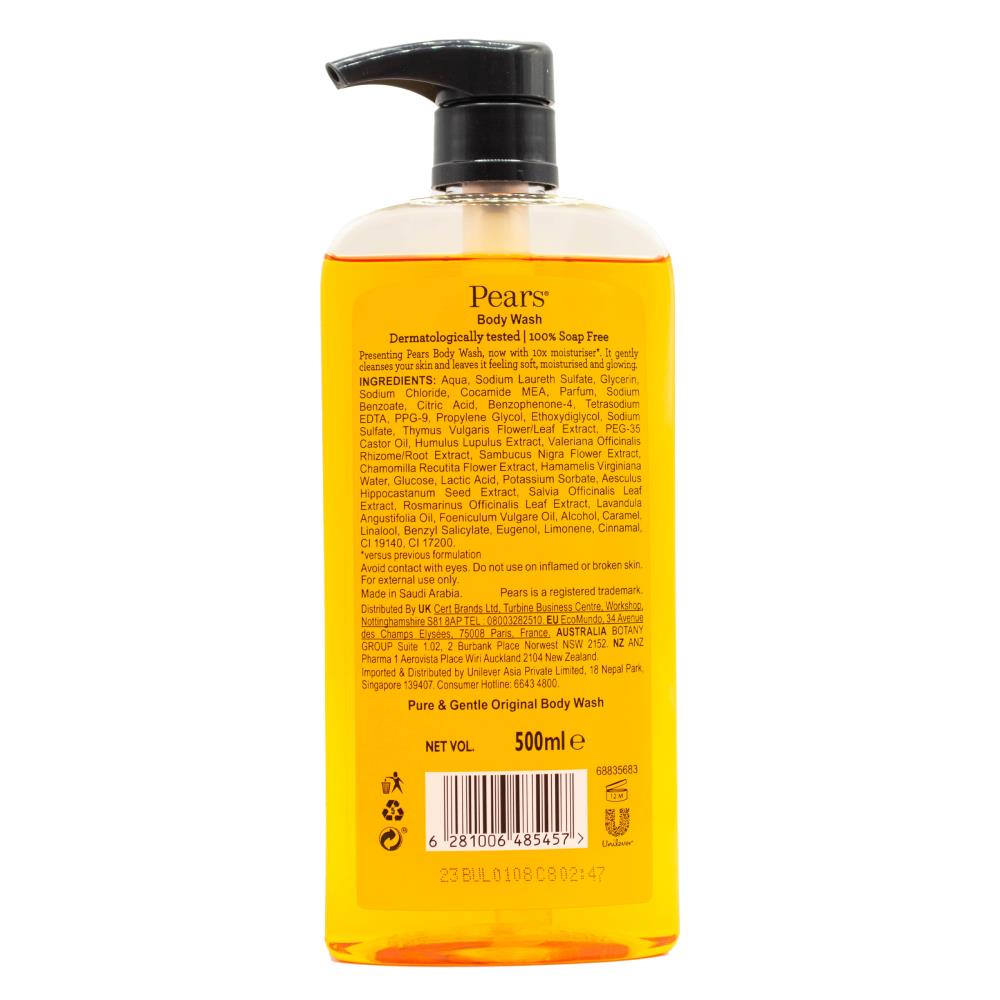 Pears Body Wash Pure & Gentle Original 500ml (6x Pack)