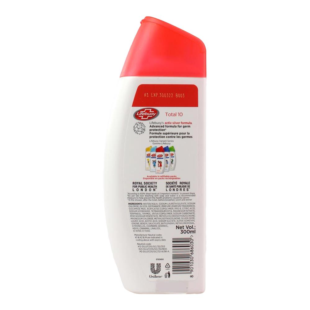 Lifebuoy Antibacterial Body Wash Total 10 300ml (24x Pack)