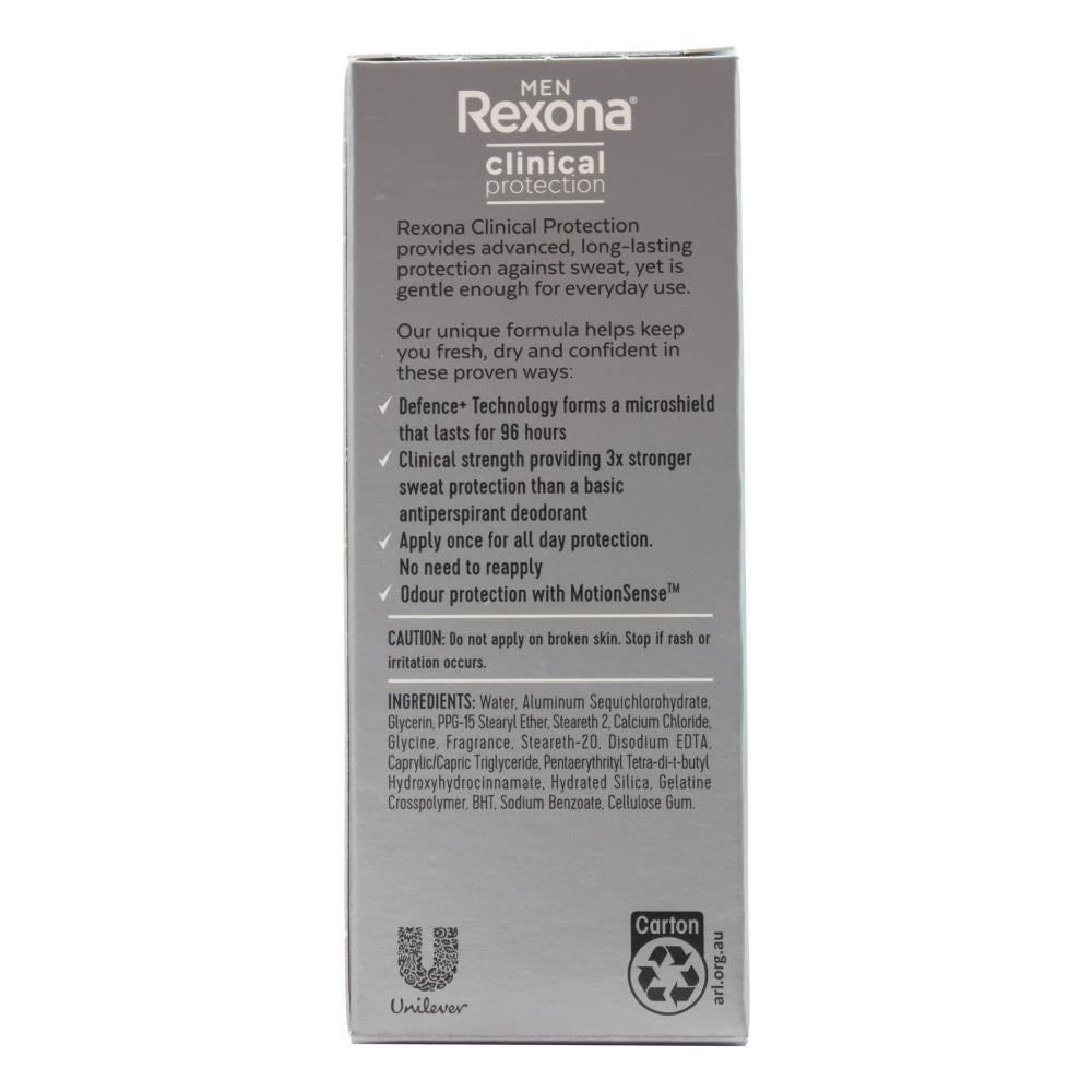 REXONA MEN 50mL ROLL ON ANTIPERSPIRANT DEODORANT CLINICAL PROTECT CLEAN SCENT (6x Pack)