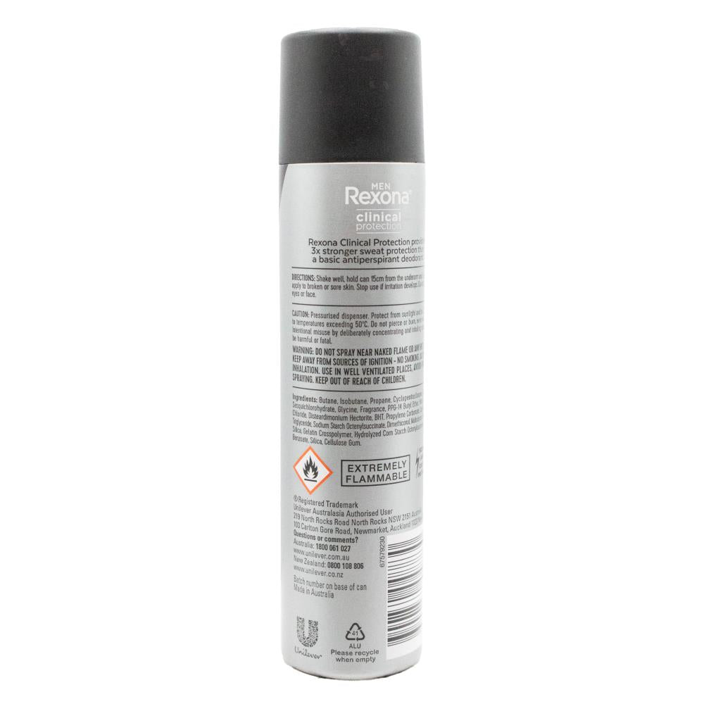 REXONA 109g / 180mL ANTIPERSPIRANT MEN CLINICAL PROTECTION 96H 3X STRONGER CLEAN SCENT ( 6x Pack)