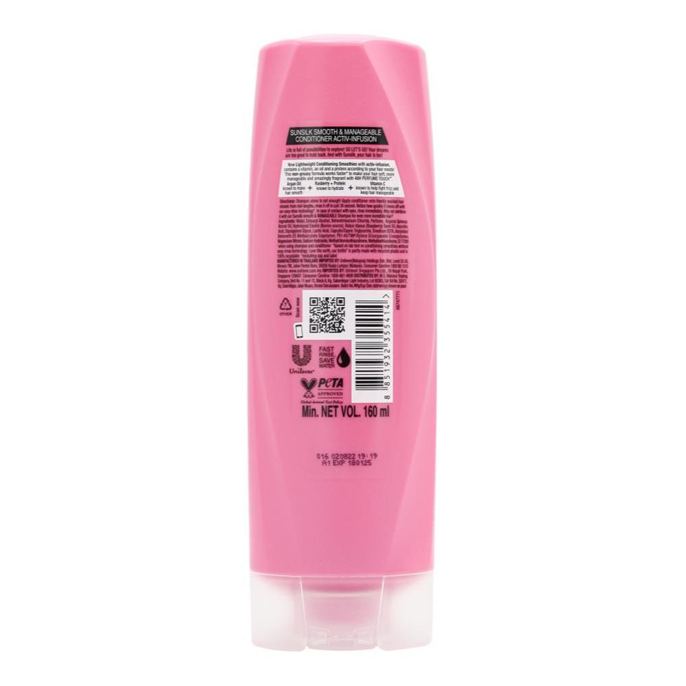 Sunsilk Conditioner Smooth And Manageable Raspberry & Argan Oil 160ml (3 Pack)