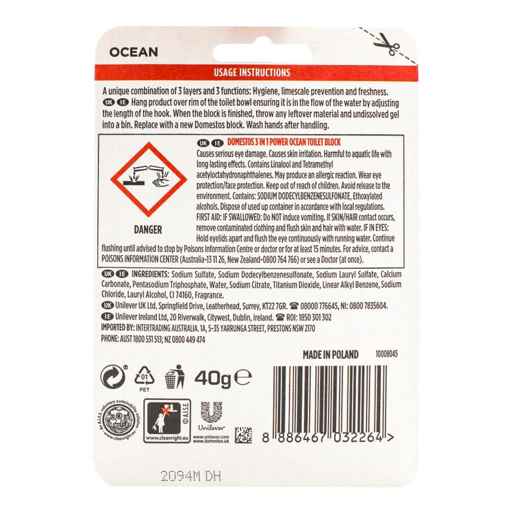 Domestos Toilet Cleaner Cage 3 In 1 Power Ocean 40g (12 Pack)