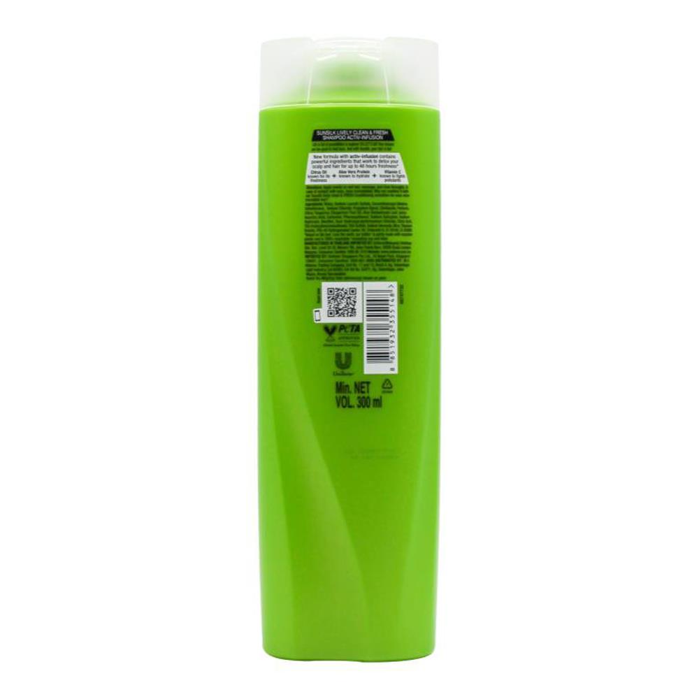 Sunsilk 300ml Shampoo Lively Clean And Fresh Citrus Oil Aloe Vera Protein And Vitamin C (3x Pack)