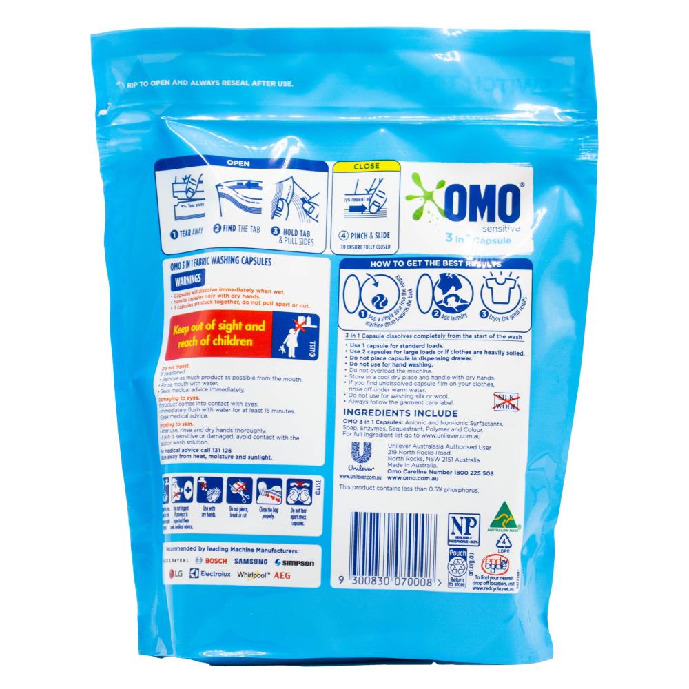 OMO PK17 x 357g 3 IN 1 CAPSULES SENSITIVE 3 PACK (51 VALUE PACK)
