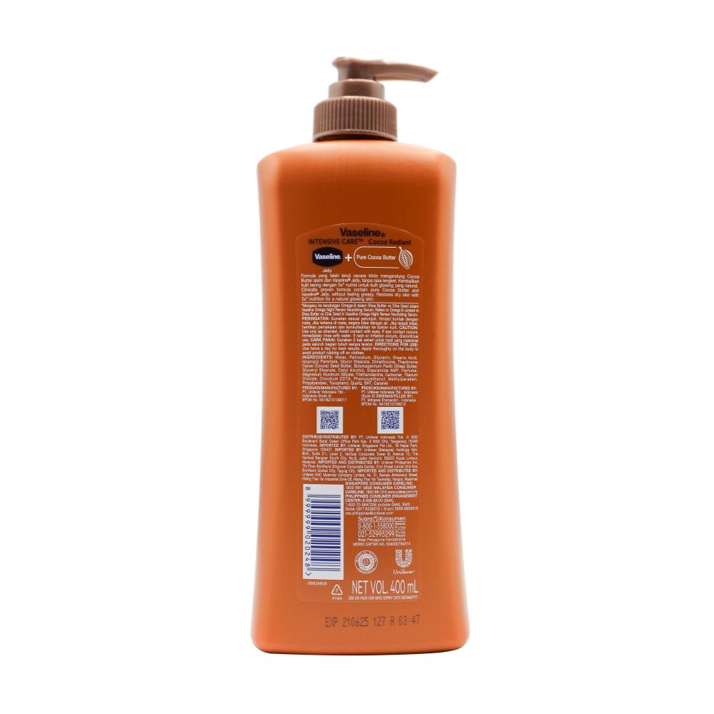 Vaseline Intensive Care Cocoa Radiant With Pure Cocoa Butter 400ml (12 Pack)