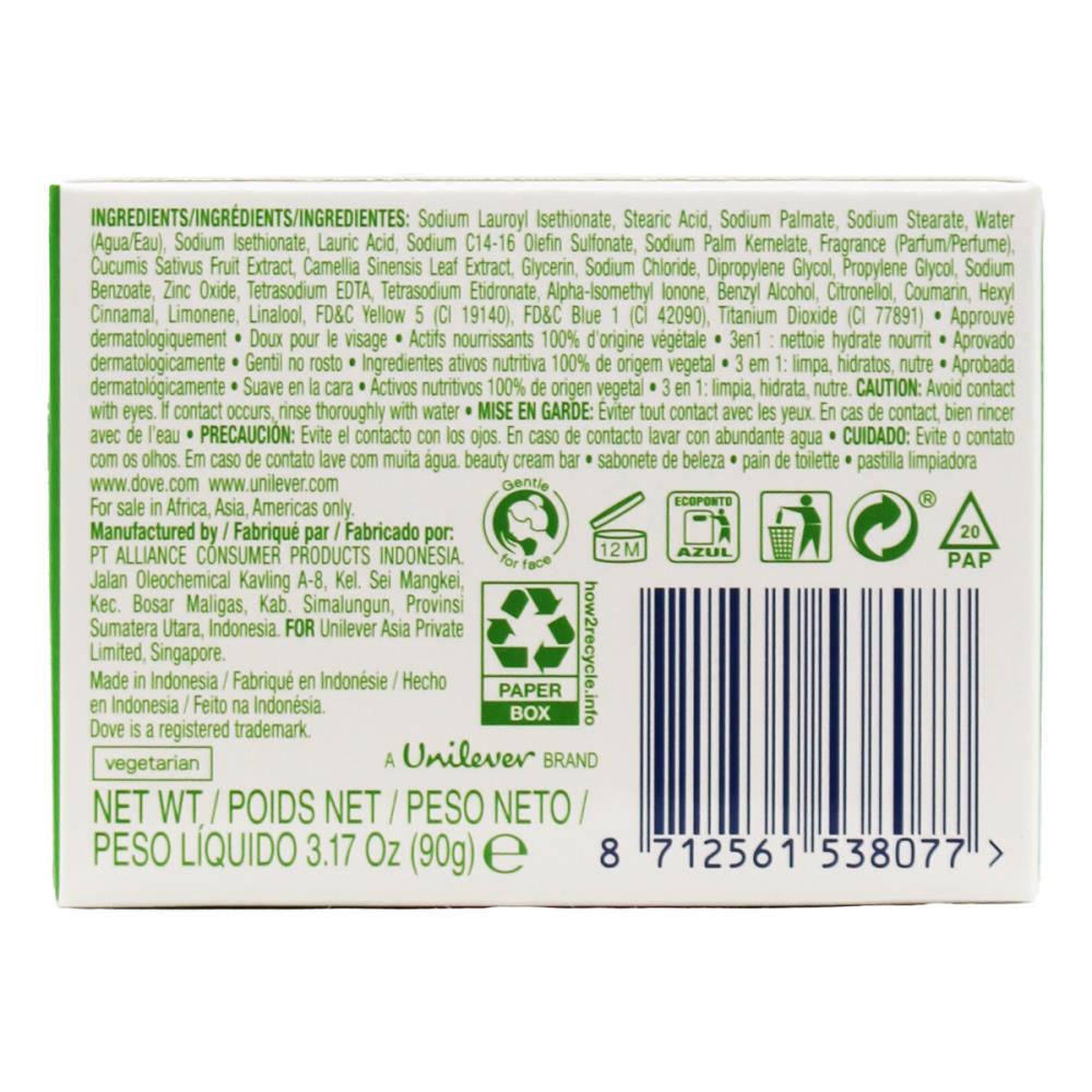 Dove Soap Bar Refreshing Beauty Cream Bar With Cucumber And Green Tea Scent 90g (48 Pack)
