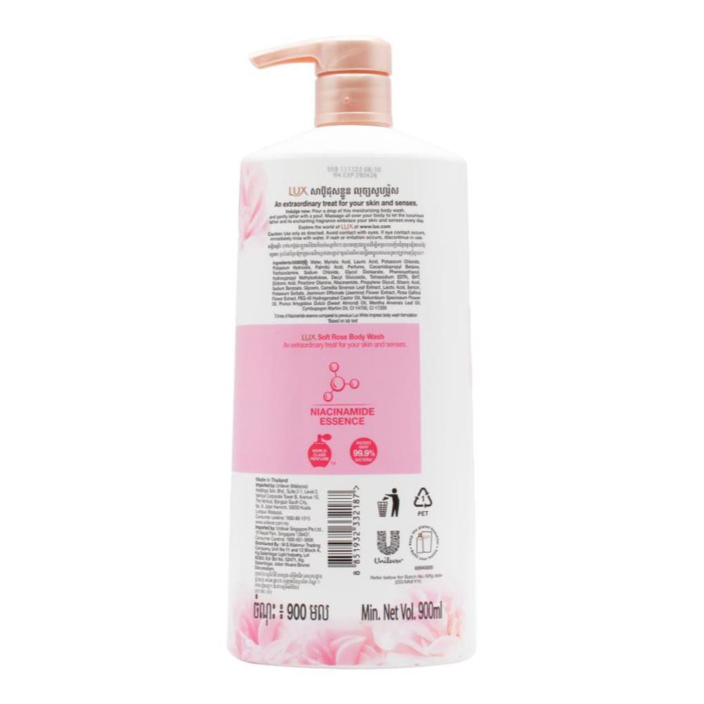 Lux Body Wash Glowing Soft Rose 900ml (6 Pack)
