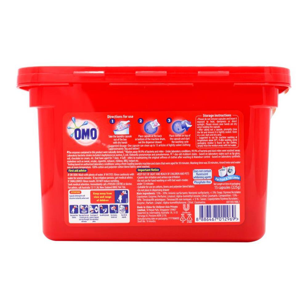 Omo 3-In-1 Laundry Capsules Fresh Lavender 15 Pack (6 Pack, 90 Capsules)