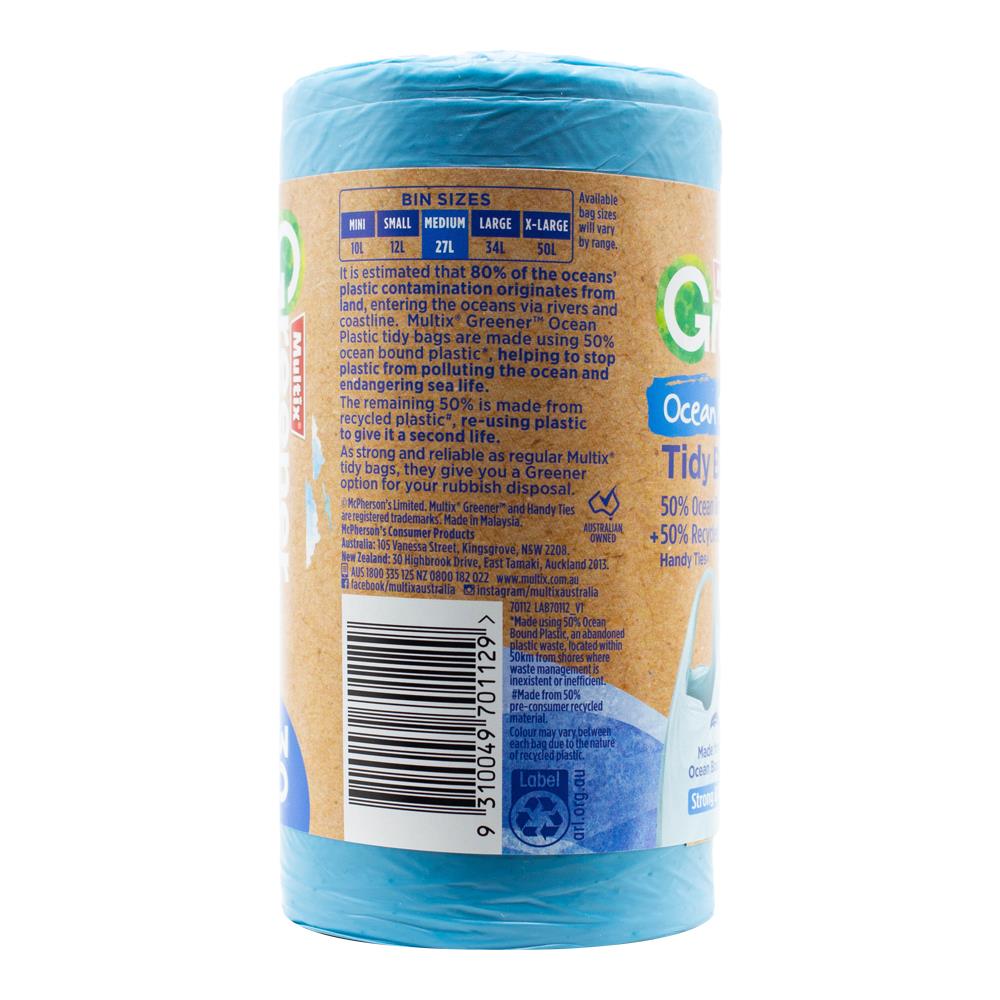 Multix Pk30 Medium 27 Litre Greener Tidy Bags Ocean Plastic (7x Pack)