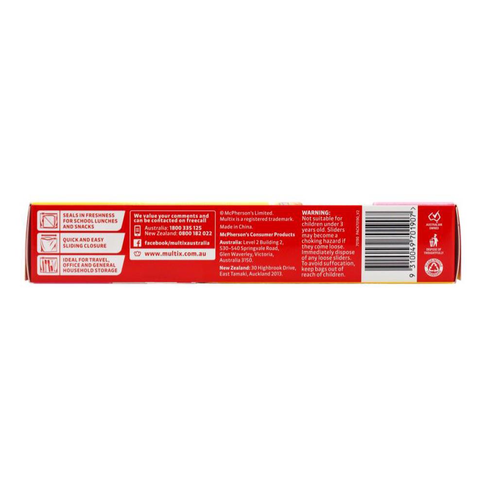Multix Pk25 Slider Sandwich Bags Reclosable 20cm X 18cm (10x Pack)