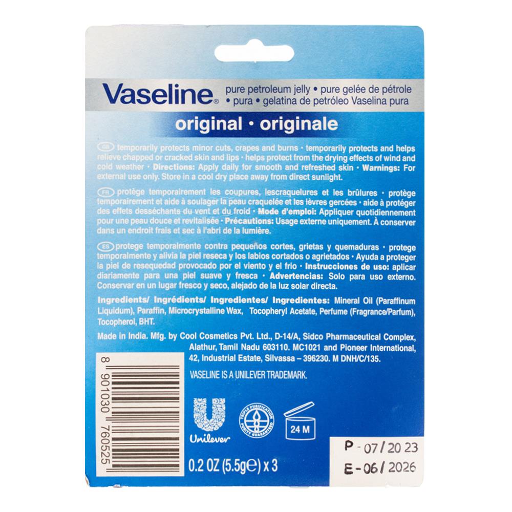 Vaseline 5.5g Skin Protecting Jelly Original 8 x 3Pk (24 Pack)