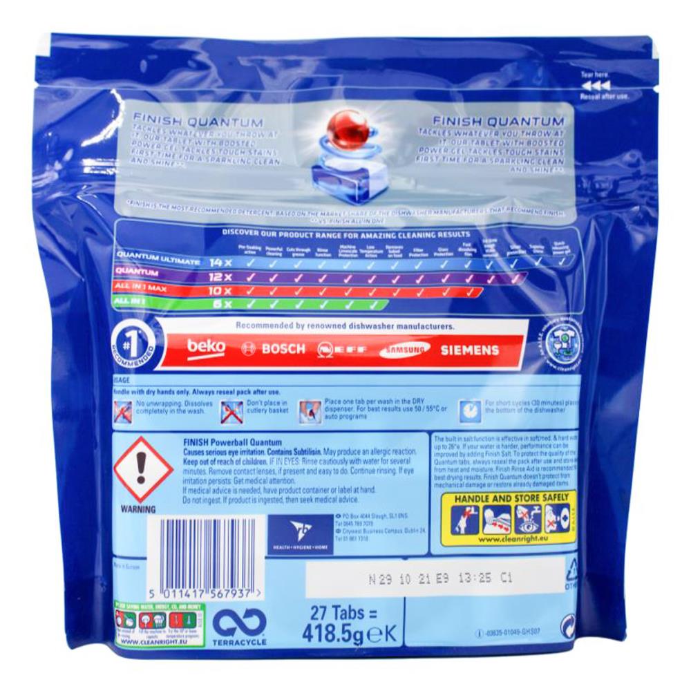 Finish Powerball Dishwashing Tablets Quantum 8 x 27Pk (216 Tablets)
