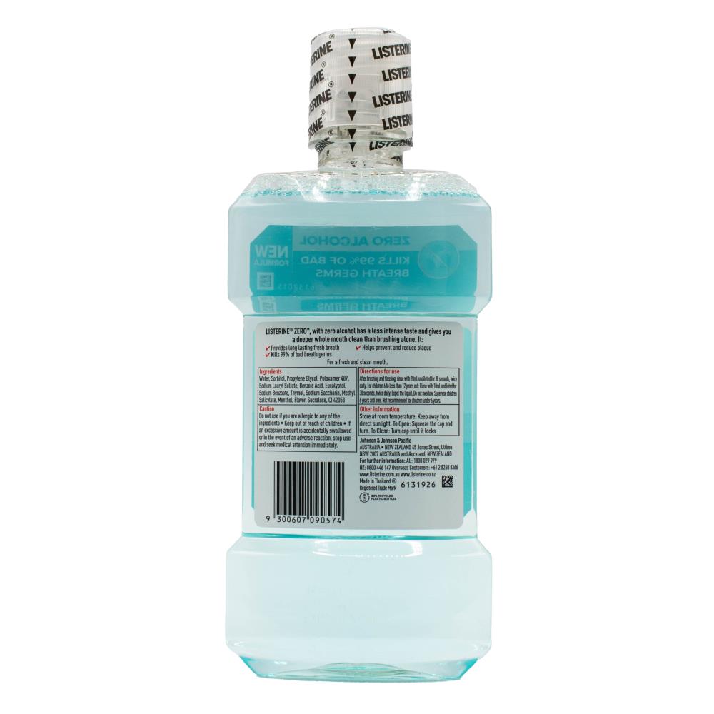 LISTERINE 500mL MOUTHWASH ZERO MILD TASTE (4x Pack)