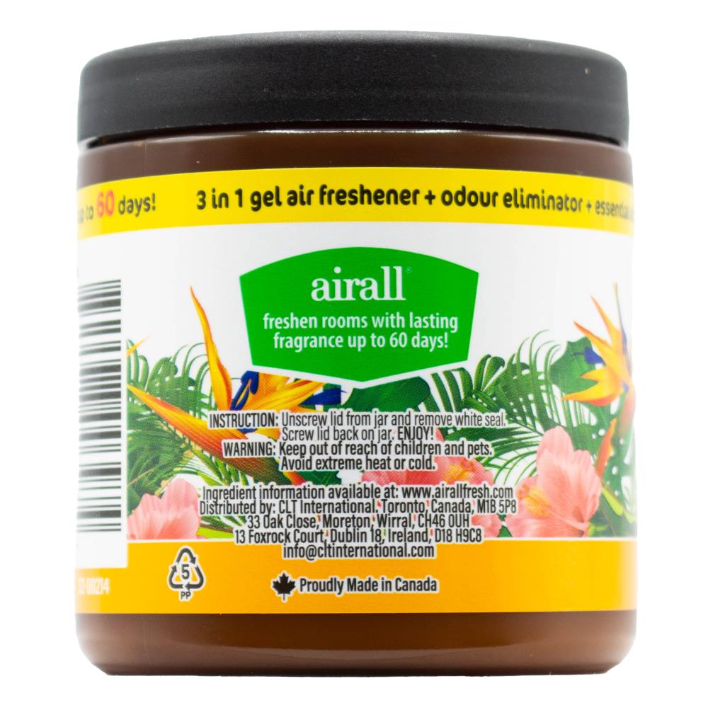 Airall 226g Air Freshener Solid 3 In 1 Odour Eliminator Infused With Essential Oils Tropical (12x Pack)