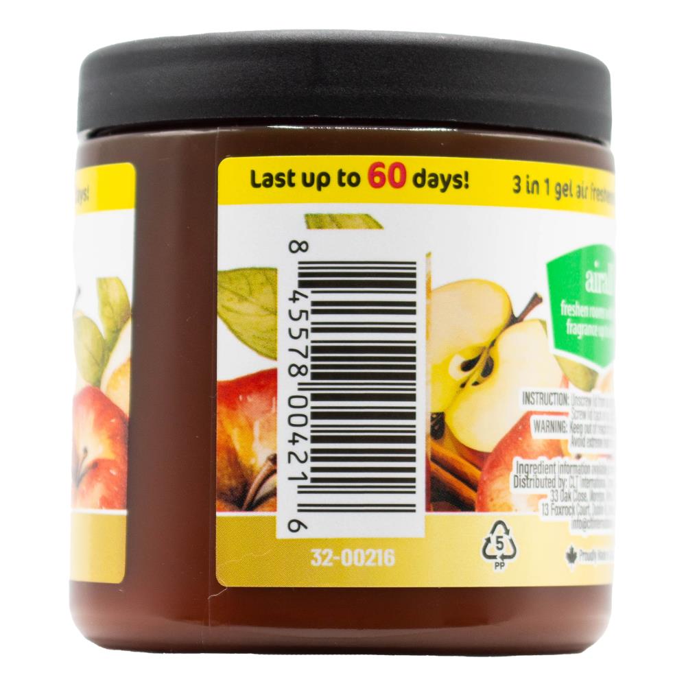 Airall 226g Air Freshener Solid 3 In 1 Odour Eliminator Infused With Essential Oils Apple Cinamon (12x Pack)