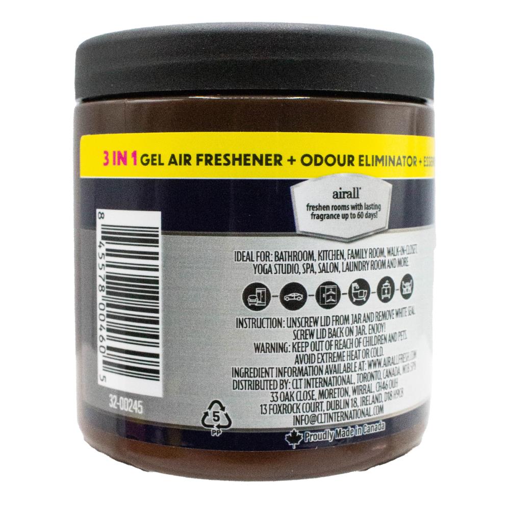 Airall 3 in 1 Odour Eliminator Jet Black Scent Solid Air Freshener 226g (12 Pack)