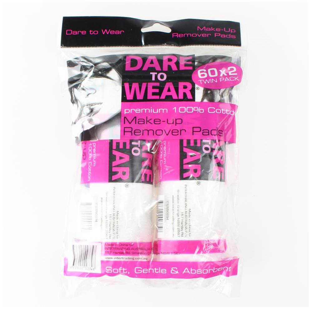 Dare To Wear Pk2 X 60 Make-up Remover Pads Premium 100% Cotton (48x Pack)