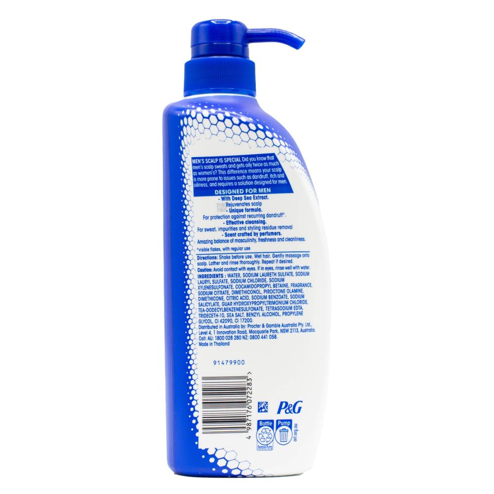 HEAD AND SHOULDERS 550mL ANTI DANDRUFF SHAMPOO AND CONDITIONER ULTRA MEN 2 IN 1 MOISTURE RECHARGE WITH DEEP SEA EXTRACT (3x Pack)