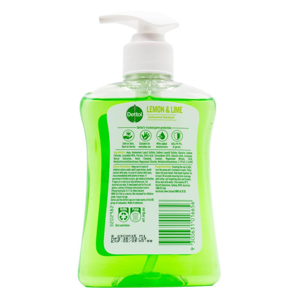 Dettol Soft On Skin Liquid Hand Wash Lemon & Lime 250ml (6 Pack)