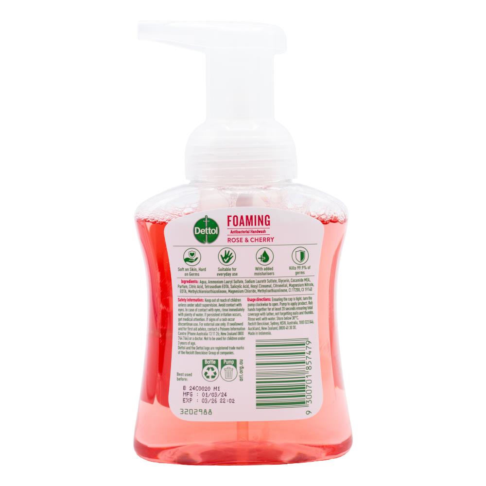 Dettol Soft On Skin Foam Hand Wash Rose & Cherry In Bloom 250ml (6 Pack)