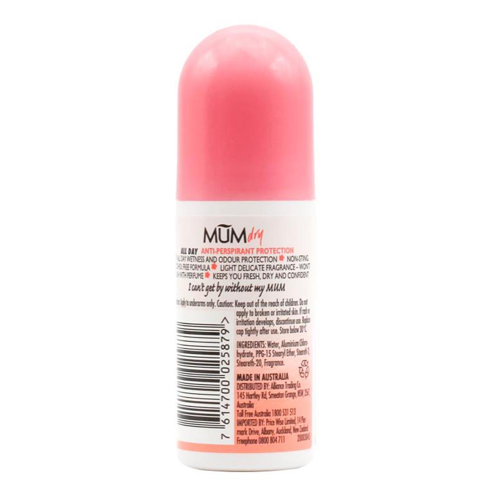 MUM 50ml COOL PINK ROLL ON ANTI-PERSPIRANT DEODORANT (6x Pack)