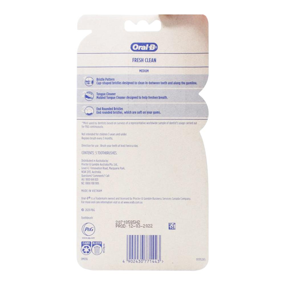 Oral B Pk5 Toothbrushes Fresh Clean Medium Value Pack (6x Pack)