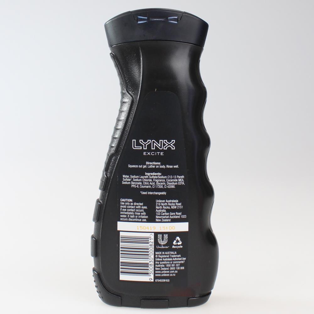 LYNX BODY WASH EXCITE CRISP COCONUT & BLACK PEPER SCENT 400ml (6x Pack)
