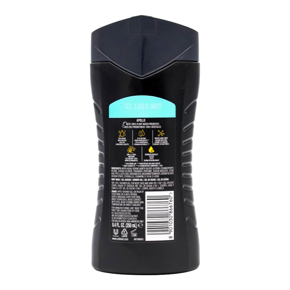 Axe 3in1 Body + Face + Hair Wash Apollo 250ml (6x Pack)