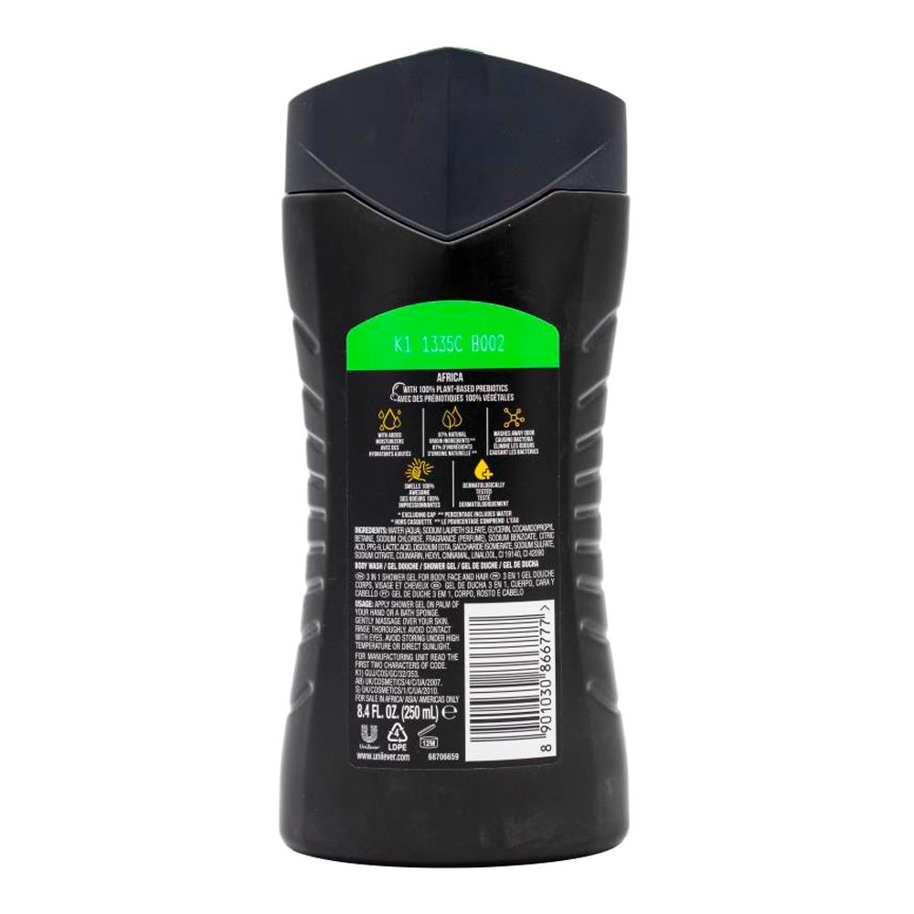 Axe 3in1 Body + Face + Hair Wash Africa 250ml (6x Pack)