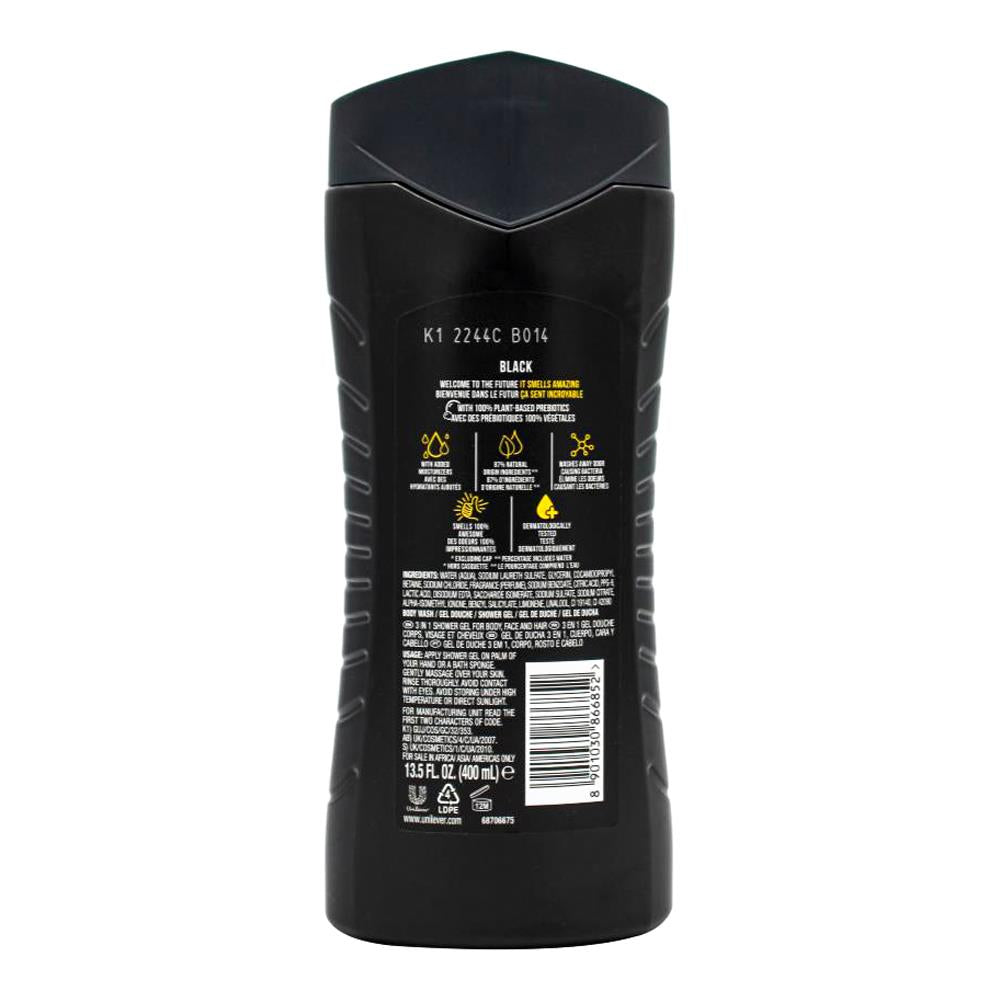 Axe 400ml 3 In 1 Body + Face + Hair Wash Black ( 6x Pack)