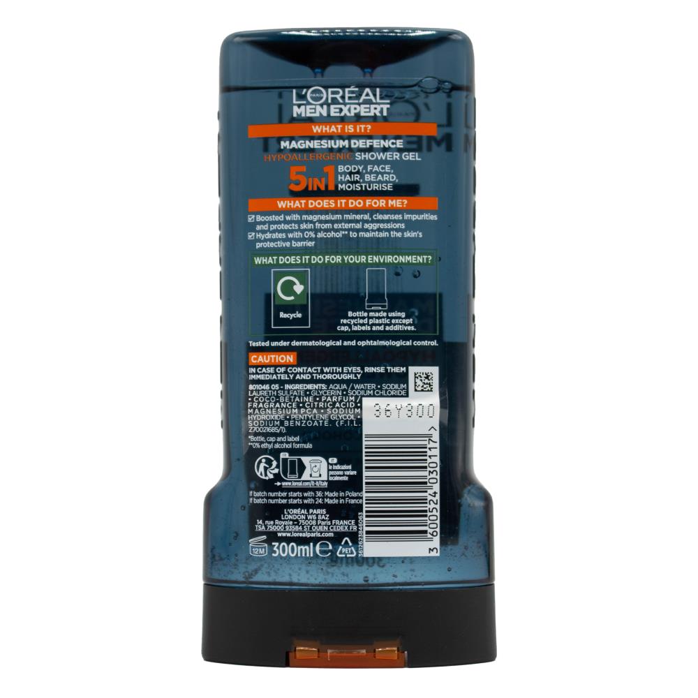 Loreal Shower Gel Men Expert Hypoallergenic Magnesium Mineral 300ml (12x Pack)