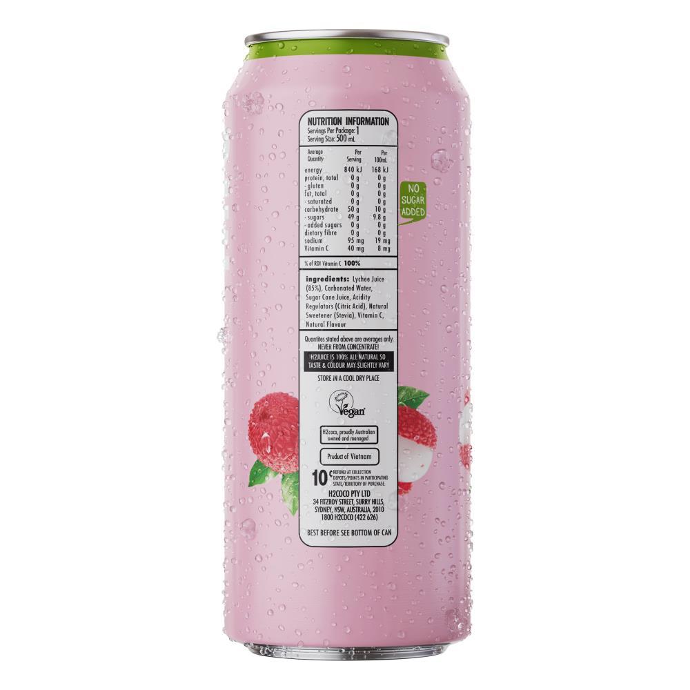 H2 Juice Sparkling Lychee 500ml Can (12x Pack)