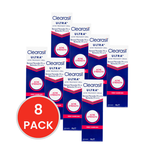 CLEARASIL 20g ULTRA ACNE TREATMENT CREAM VISIBLY CLEARER SKIN (8x Pack)