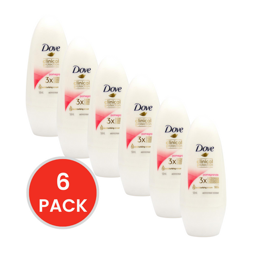 DOVE 50mL CLINICAL PROTECTION ANTIPERSPIRANT DEODORANT ROLL ON POMEGRANATE (6 x Pack)