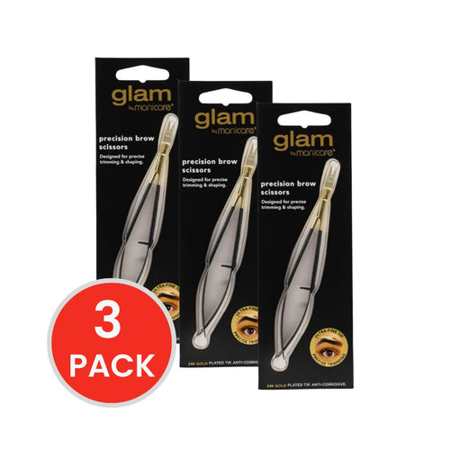 MANICARE BY GLAM PRECISION BROW SCISSORS (3 x Pack)