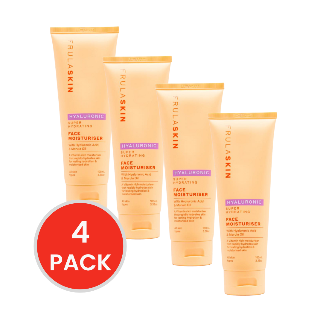 FRULA SKIN 100mL FACE MOISTURISER SUPER HYDRATING WITH HYALURONIC ACID AND MARULA OIL (4x Pack)